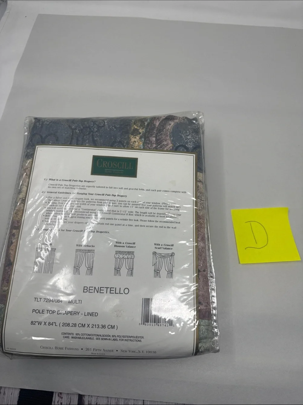 CROSCILL POLE TOP LINED DRAPERY PAIR PANELS WITH TIEBACKS 82